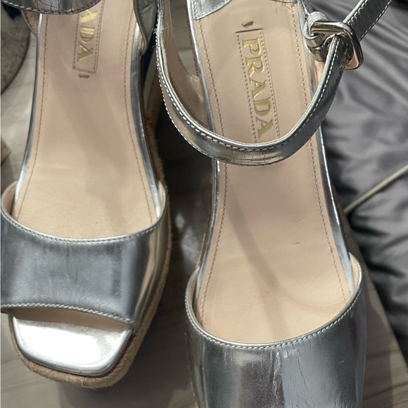 Prada wedge sandals mint condition 39 made in Italy. - Picture 4 of 5